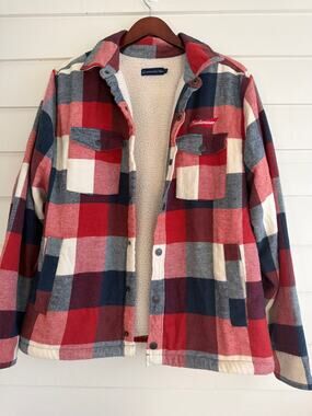 United By Blue x Budweiser Sherpa Lined Plaid Flannel Jacket Men’s L Shacket